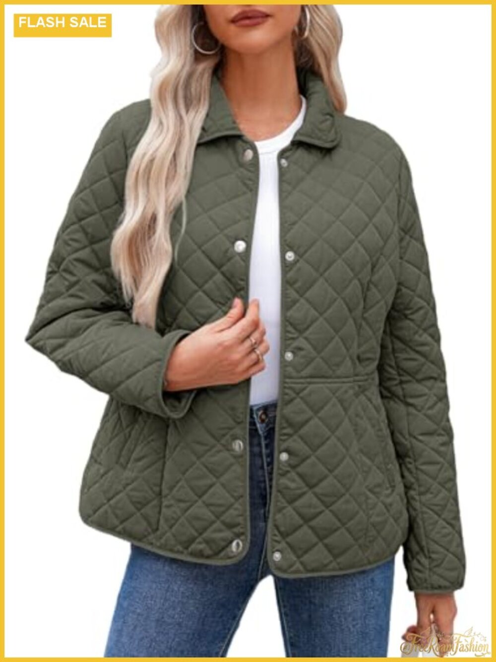 Women's Quilted Puffer Jacket Button Down Diamond Texture Coat
